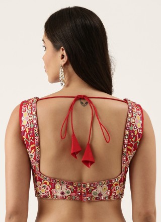 Red Silk Party Designer Blouse