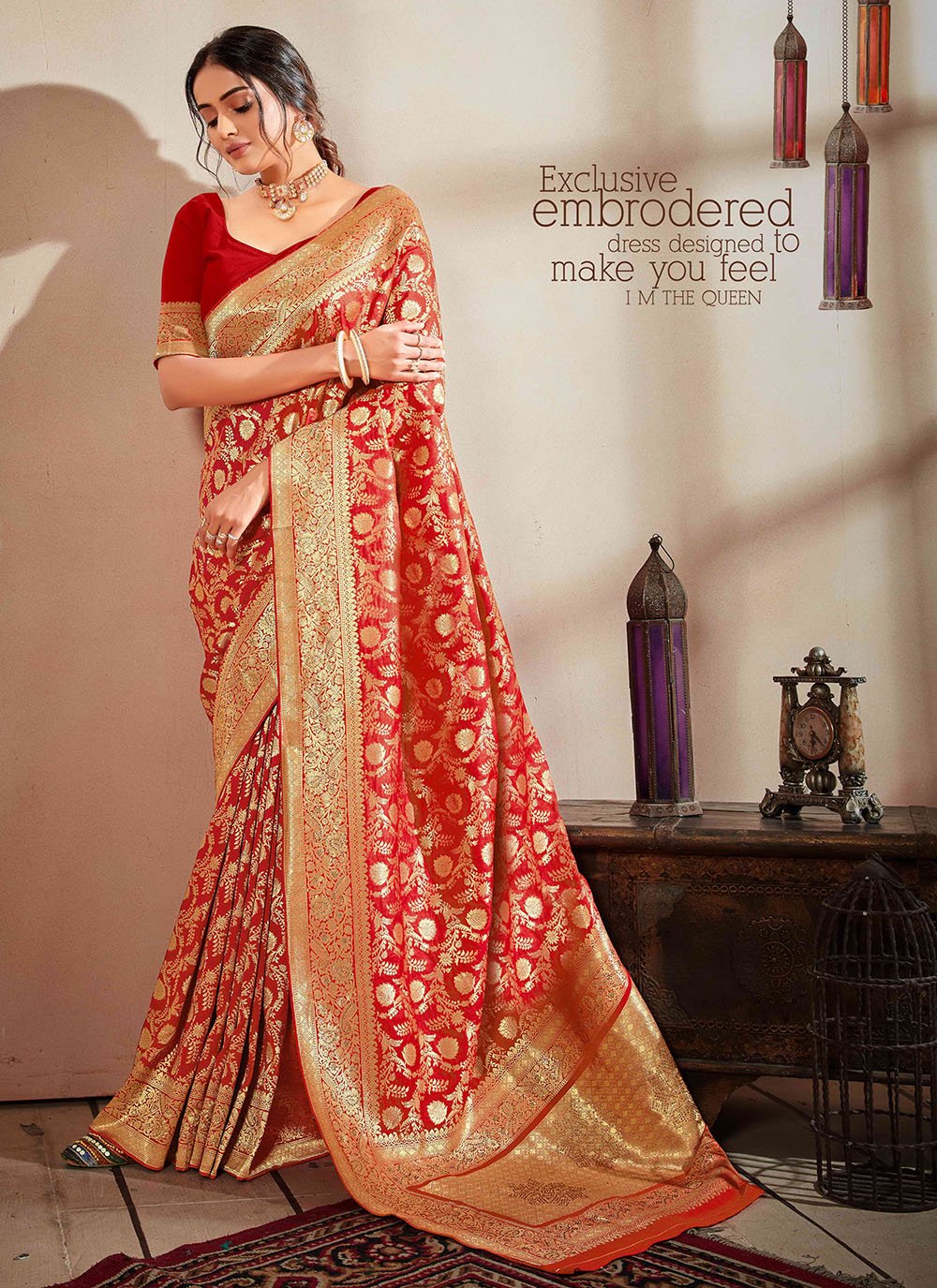Red Silk Trendy Saree
