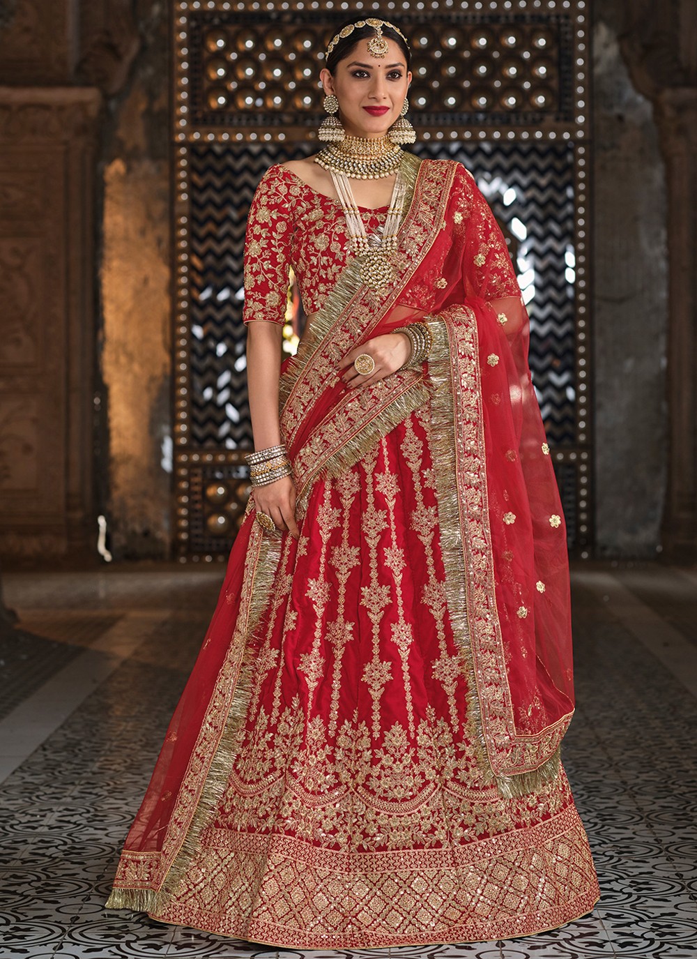 RE Designer Party Wear Red Colour Lehenga Choli Featured, 54% OFF