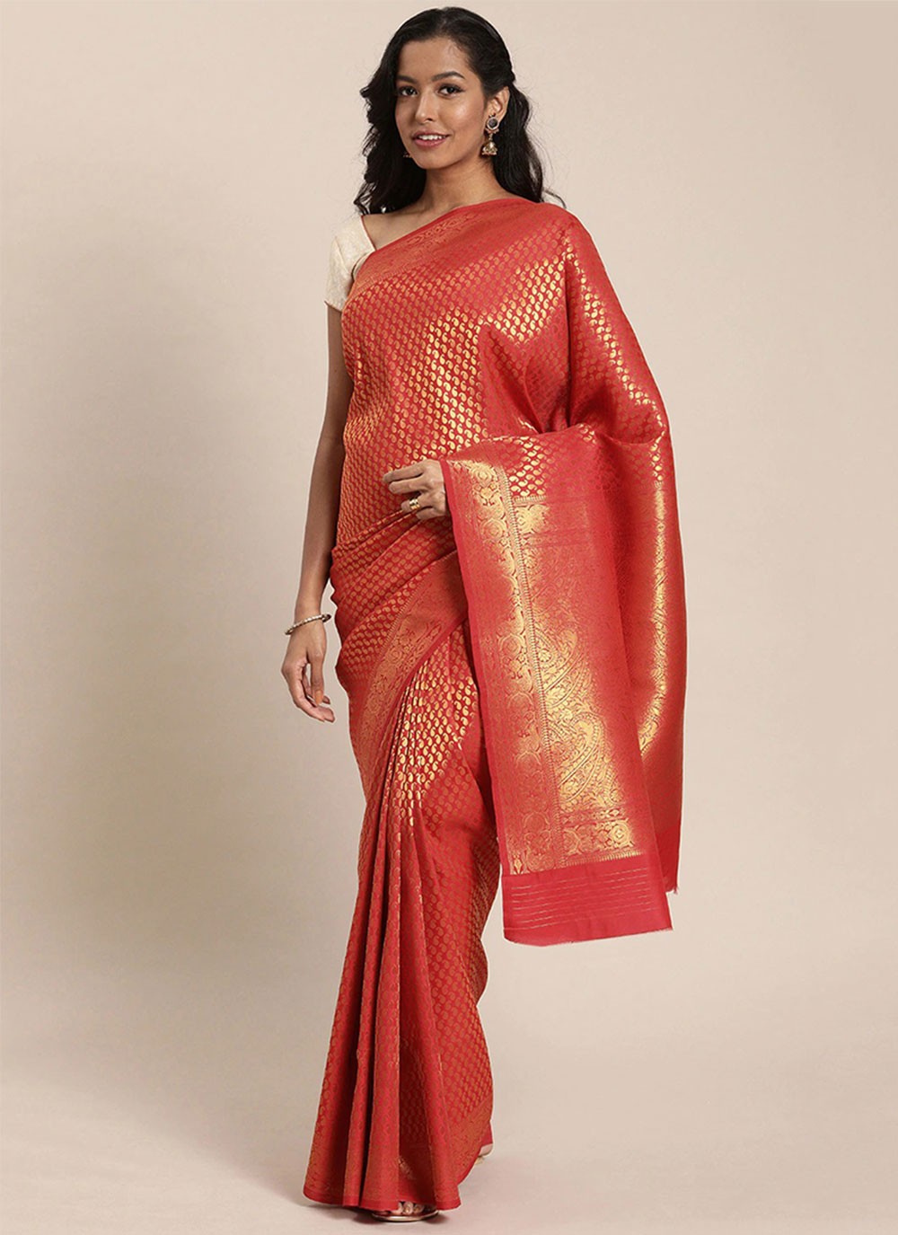 Red Weaving Festival Designer Traditional Saree