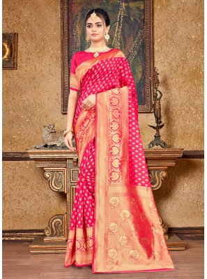 Red Weaving Silk Classic Saree