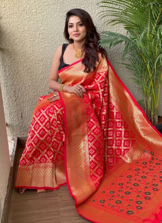 Red Weaving Silk Saree