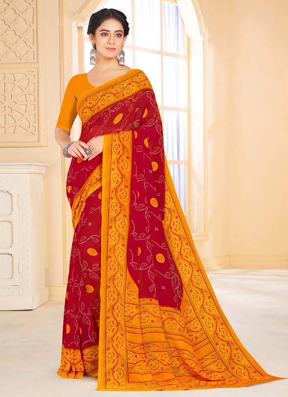 Red Weight Less Traditional Saree
