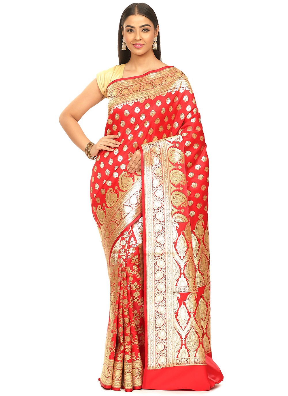 Red Woven Designer Traditional Saree