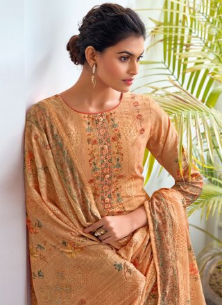 Resham Peach Designer Pakistani Salwar Suit 