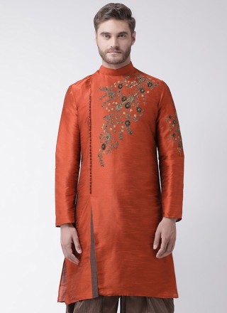 Rust Embroidered Festival Angrakha