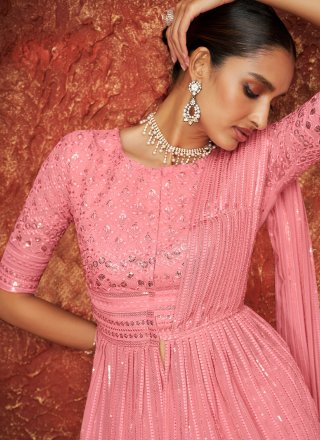 Salwar Kameez Embroidered Georgette in Pink