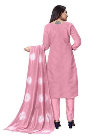 Salwar Kameez Embroidered Silk in Pink