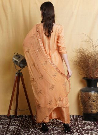 Salwar Suit Sequins Silk Blend in Beige