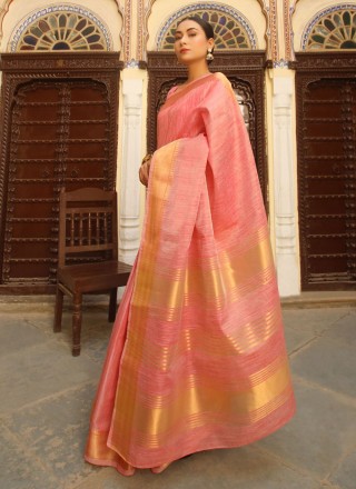 Saree Woven Linen in Pink