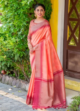 Saree Woven Silk in Orange