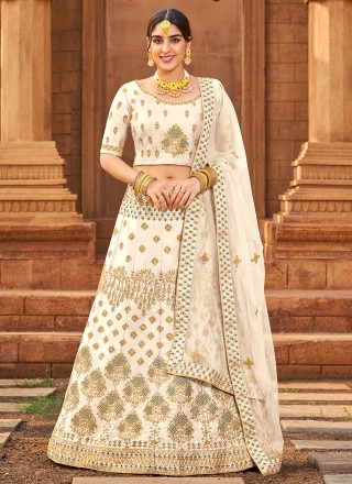 Buy Women'S Gold Semi Stiched Embroidered Brocade Lehenga Choli Online at  Low Prices in India - Paytmmall.com