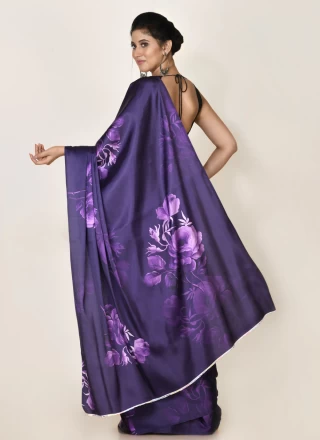 Satin Purple Classic Designer Saree
