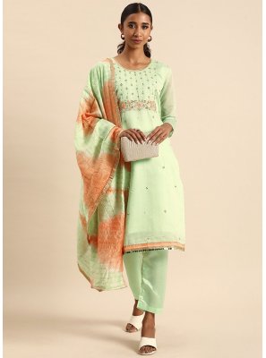Sea Green Embroidered Silk Designer Salwar Suit