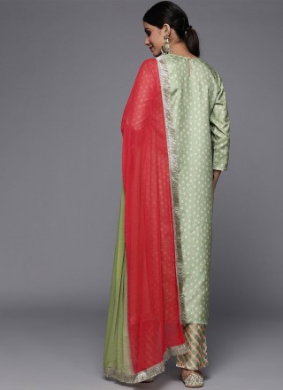 Sea Green Printed Salwar Suit