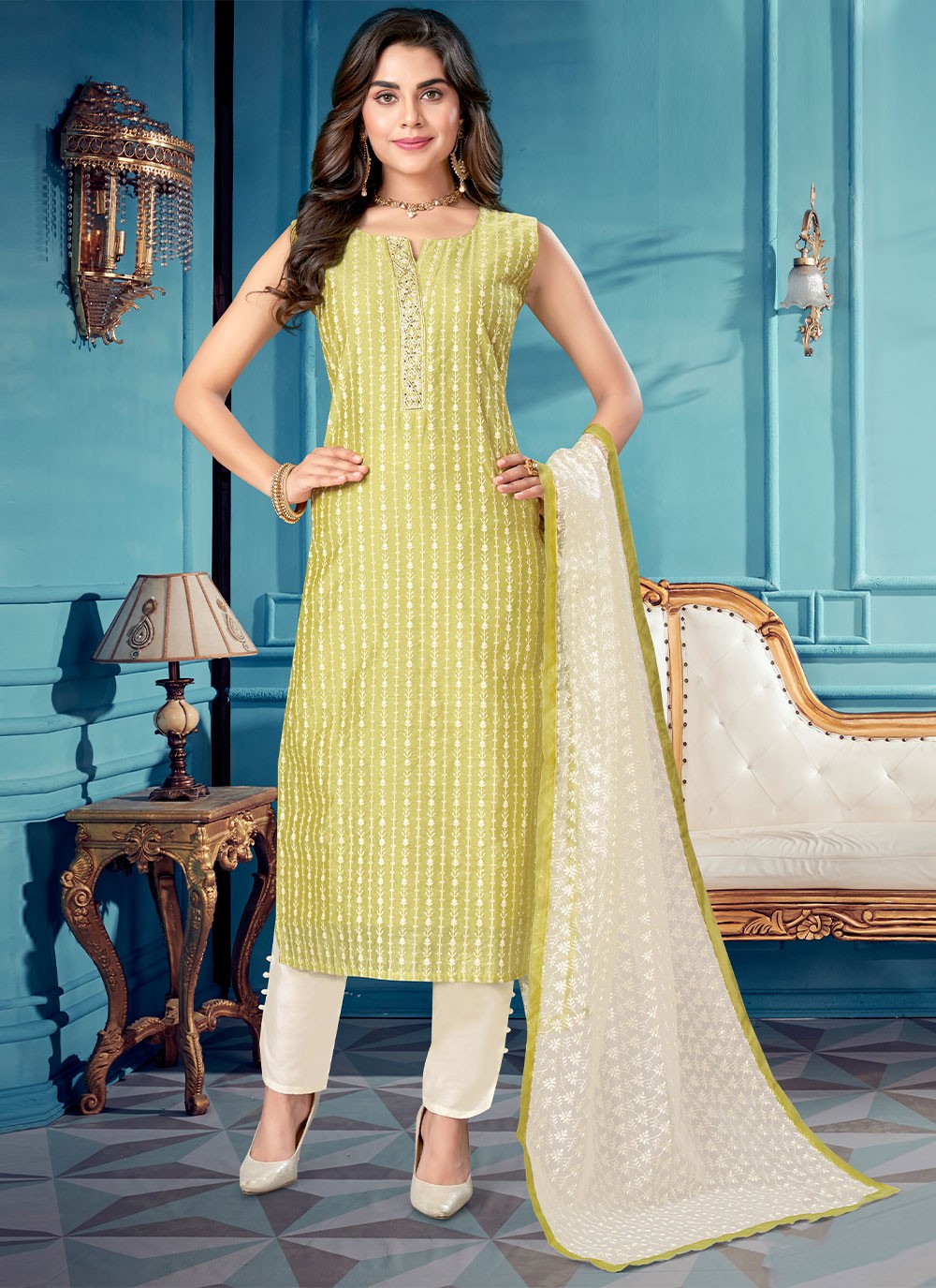 Sea Green Silk Designer Salwar Suit