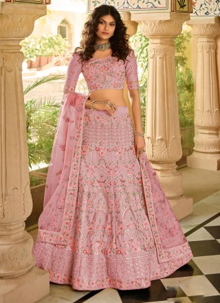 Jacquard Work Banarasi Silk Trendy Lehenga Choli in Pink