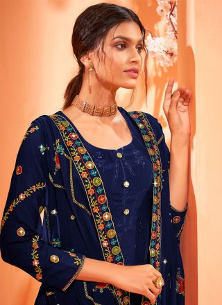 Sequins Blue Georgette Designer Pakistani Suit