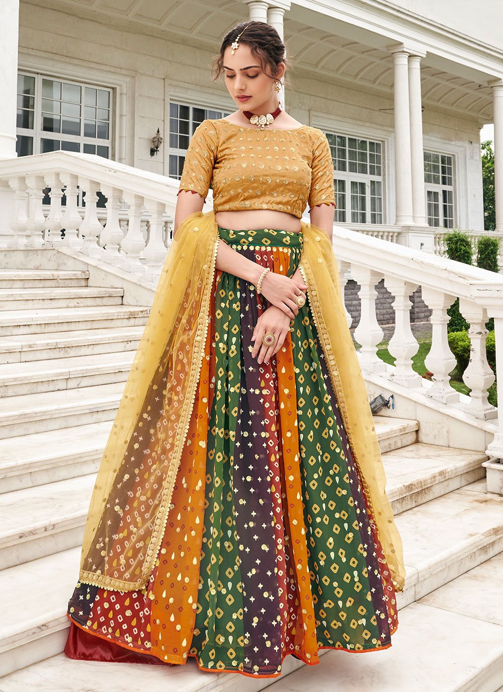 Multicolour lehenga best sale