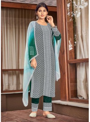 Sequins Green Readymade Salwar Suit