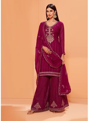 Sequins Magenta Faux Georgette Designer Pakistani Salwar Suit