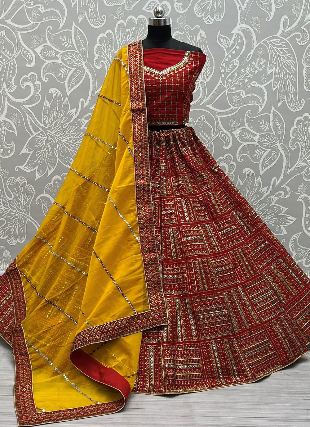 Sequins Silk Designer Lehenga Choli in Maroon