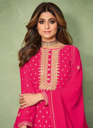 Shamita Shetty Outstanding Pink Readymade Salwar Kameez
