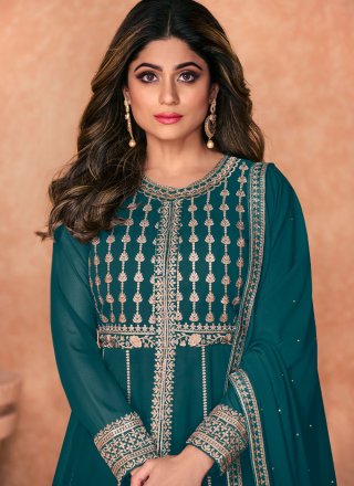 Shamita Shetty Pure Georgette Embroidered Bollywood Salwar Kameez