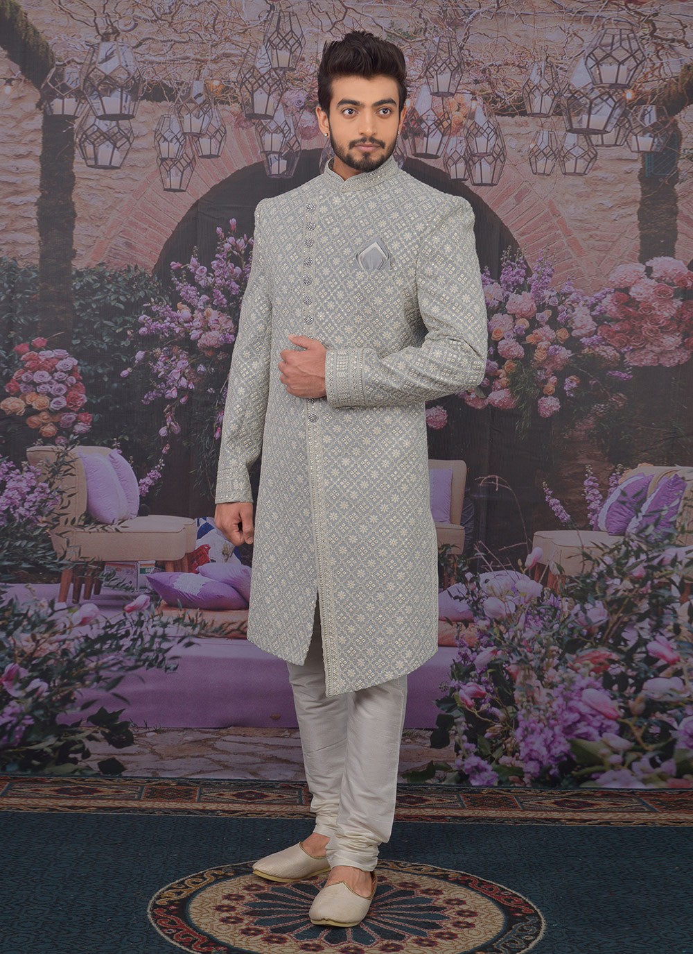 Grey sherwani clearance