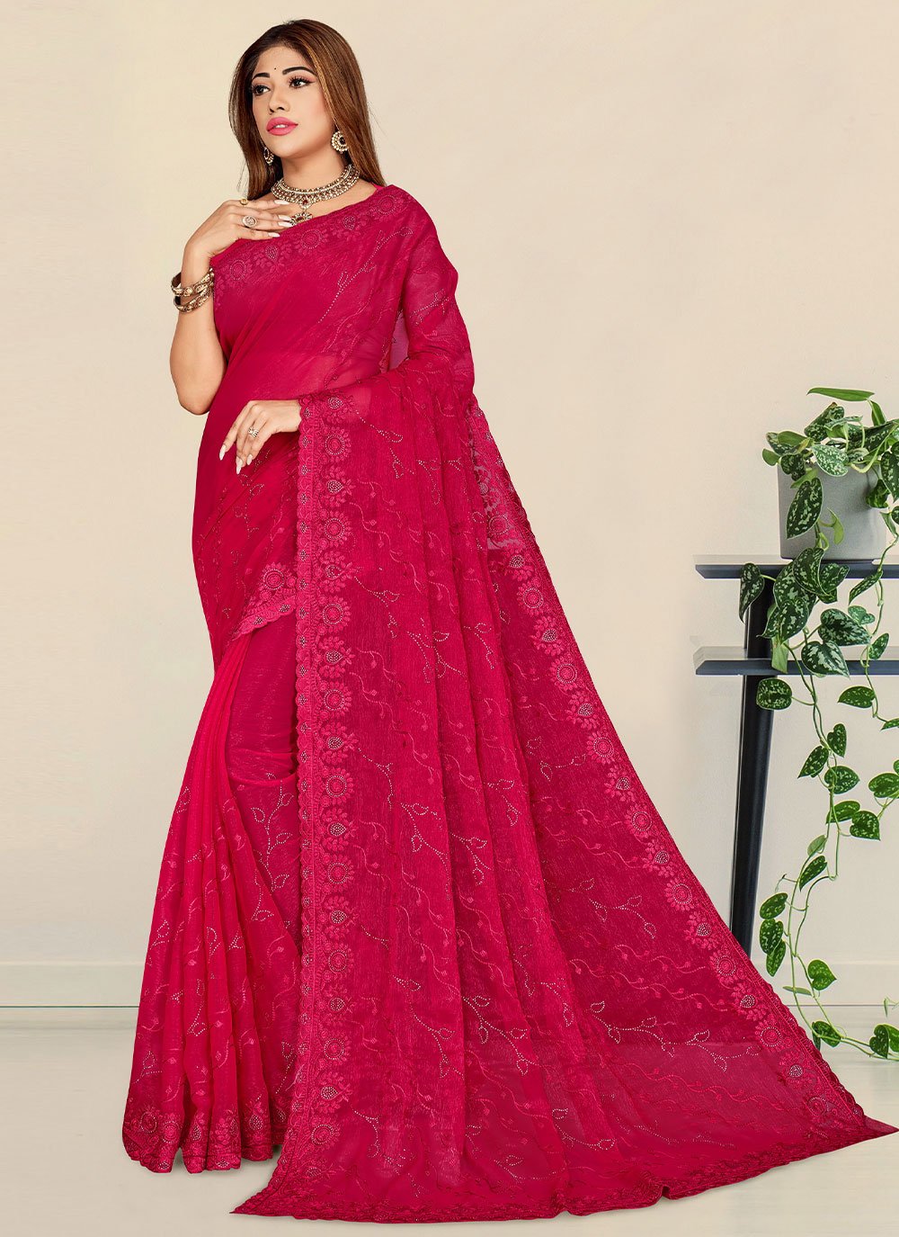 Shimmer Embroidered Classic Saree