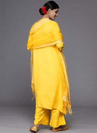 Silk Blend Yellow Weaving Readymade Salwar Suit