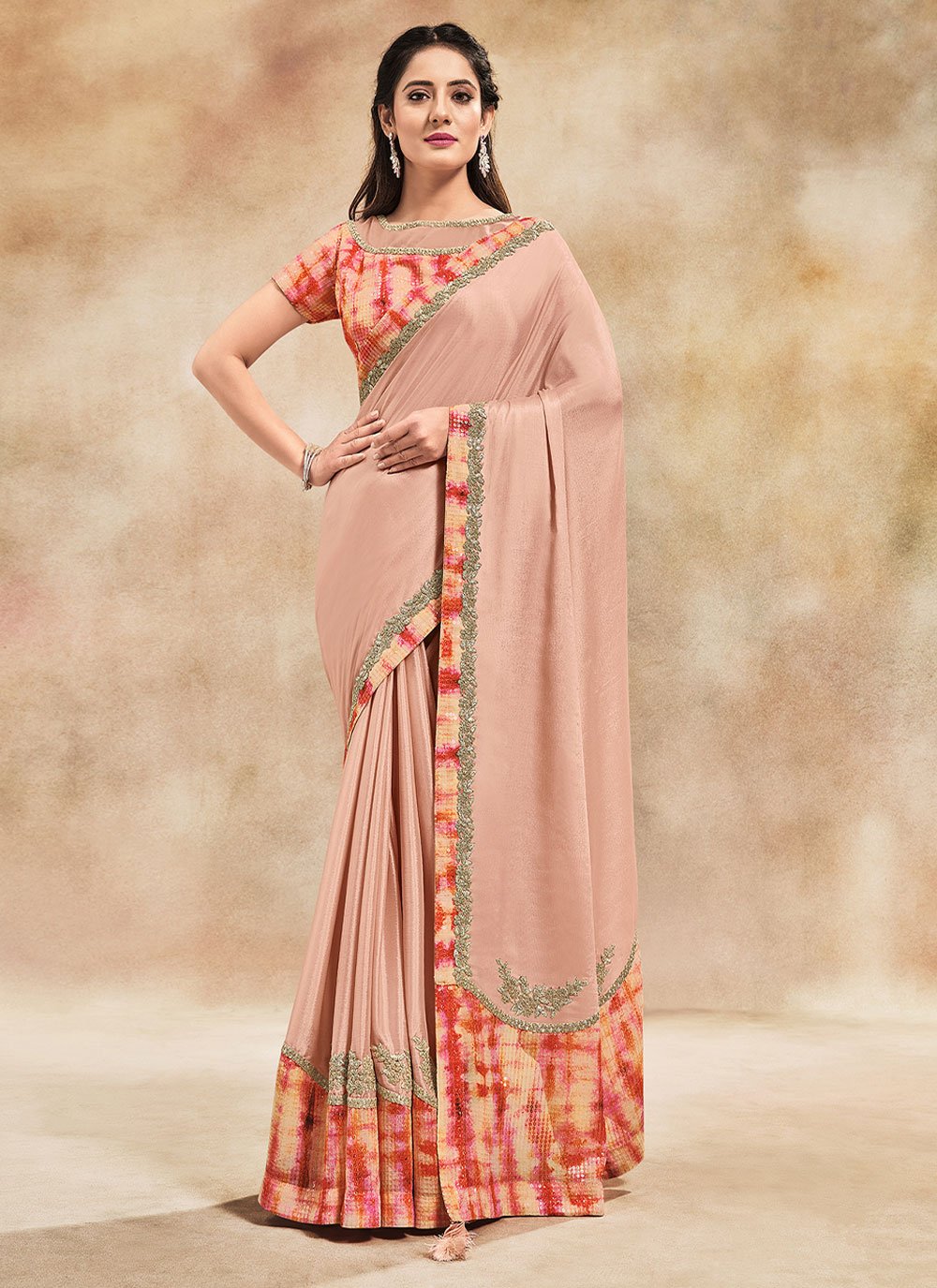 Silk Cut Contemporary Style Saree in Pink
