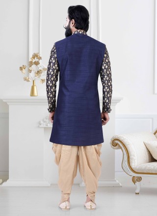 Silk Embroidered Indo Western in Blue