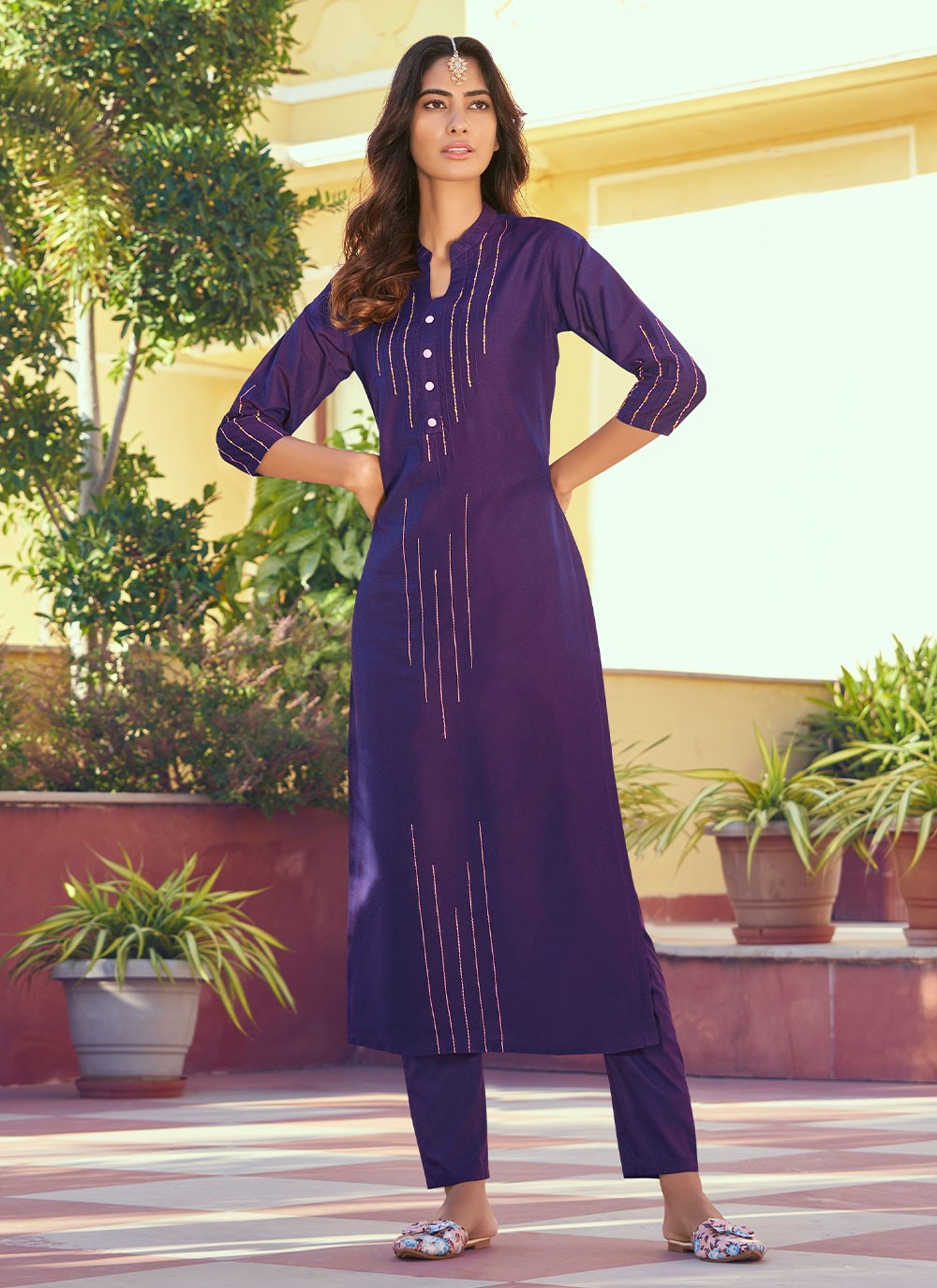 Silk Embroidered Party Wear Kurti