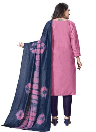 Silk Embroidered Pink Salwar Suit