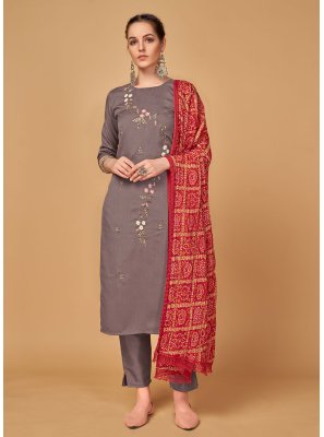 Silk Embroidered Readymade Salwar Suit