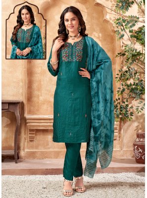 Silk Embroidered Readymade Salwar Suit