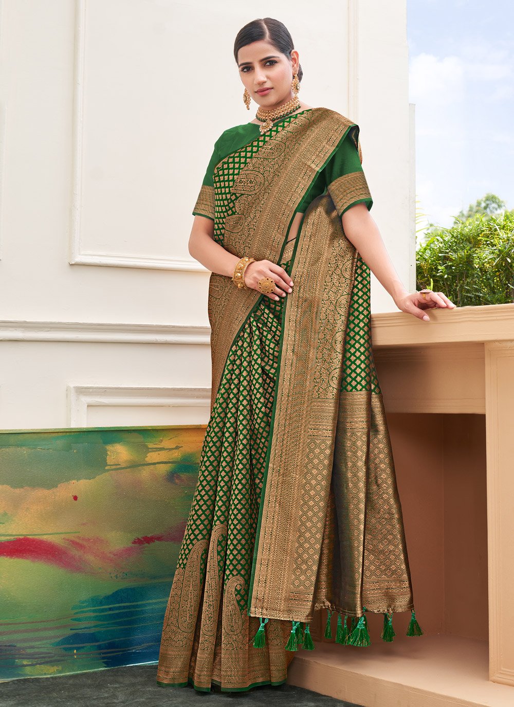 Silk Green Classic Designer Saree