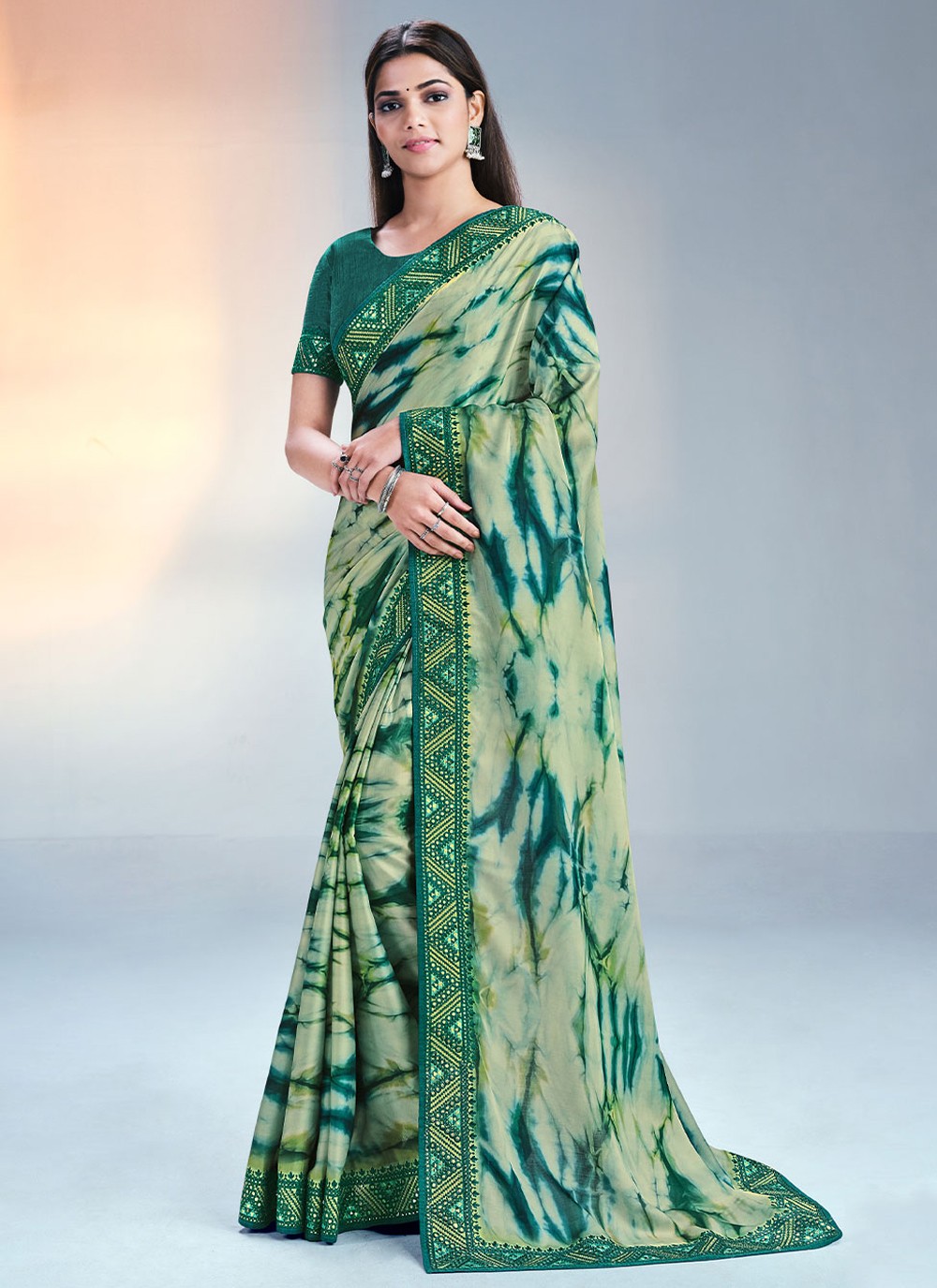 Silk Green Embroidered Saree