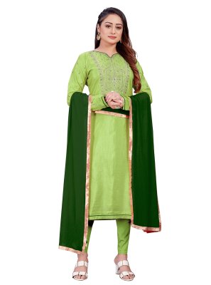 Silk Green Embroidered Trendy Salwar Suit
