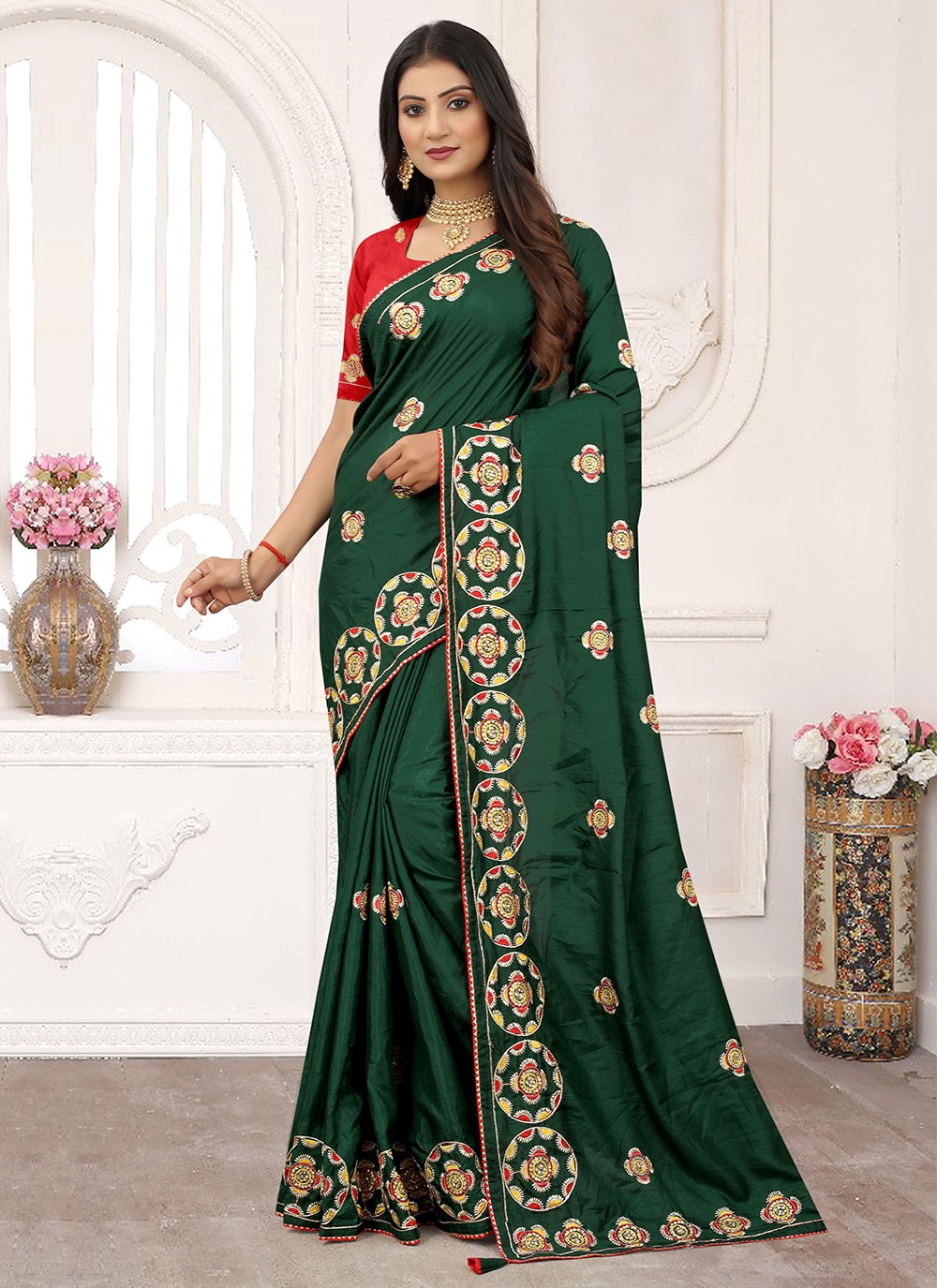 Silk Green Saree