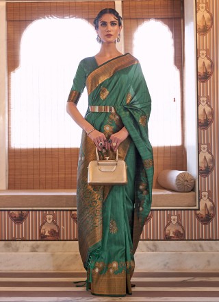 Silk Green Weaving Designer Traditional Saree