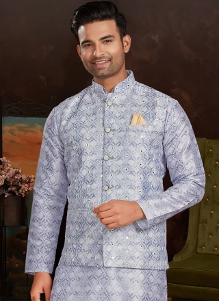 Silk Mirror Lavender Nehru Jackets