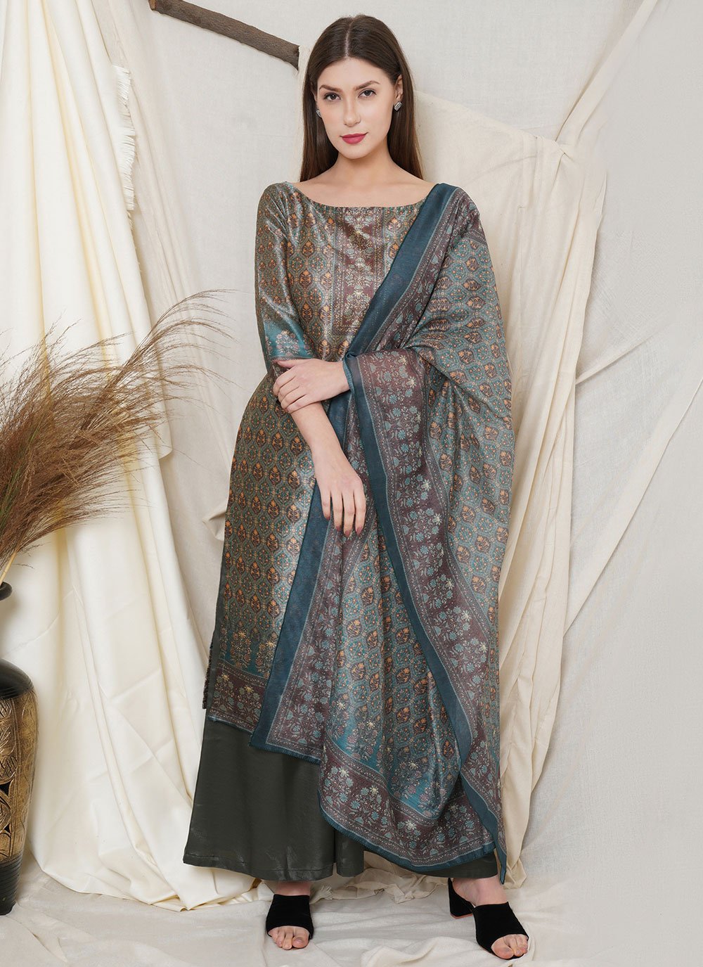 Silk Multi Colour Designer Pakistani Suit