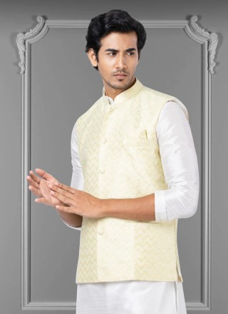Silk Nehru Jackets in Yellow