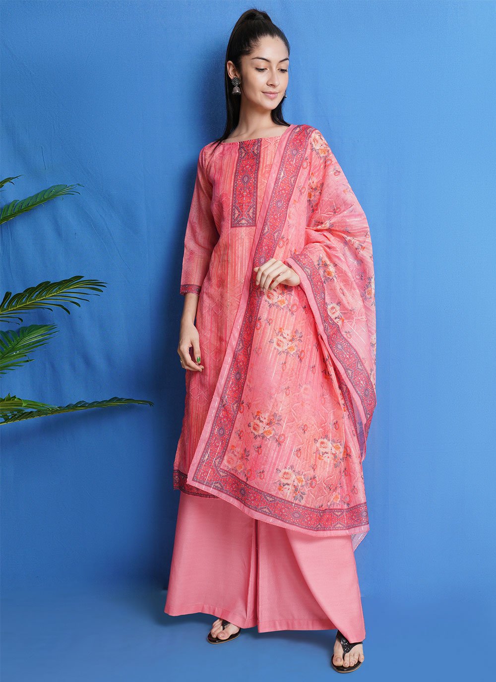 Silk Pink Digital Print Trendy Salwar Kameez