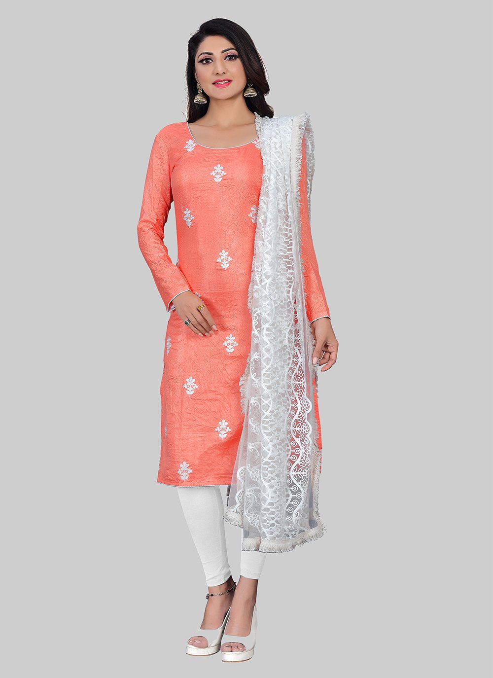 Silk Pink Embroidered Pant Style Suit