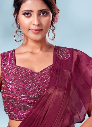 Silk Plain Rani Contemporary Saree
