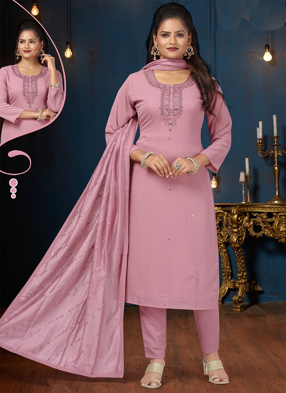 Silk Purple Embroidered Salwar Suit
