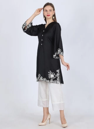 Silk Sequins Black Straight Salwar Suit